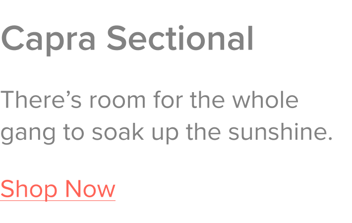 Capra Sectional: There’s room for the whole gang to soak up the sunshine.