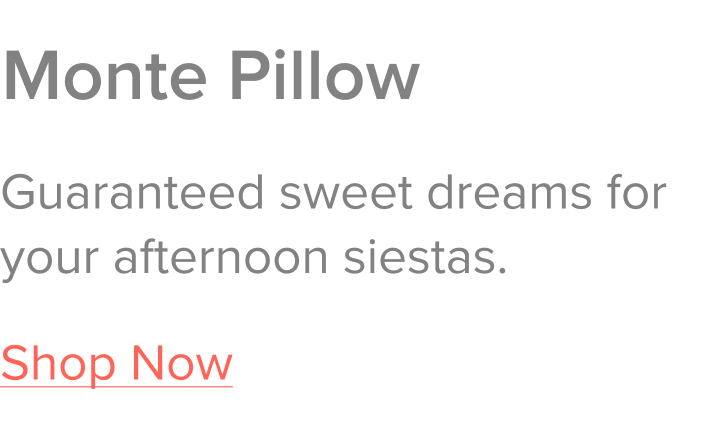 The Monte Pillow: Guaranteed sweet dreams for your afternoon siestas.